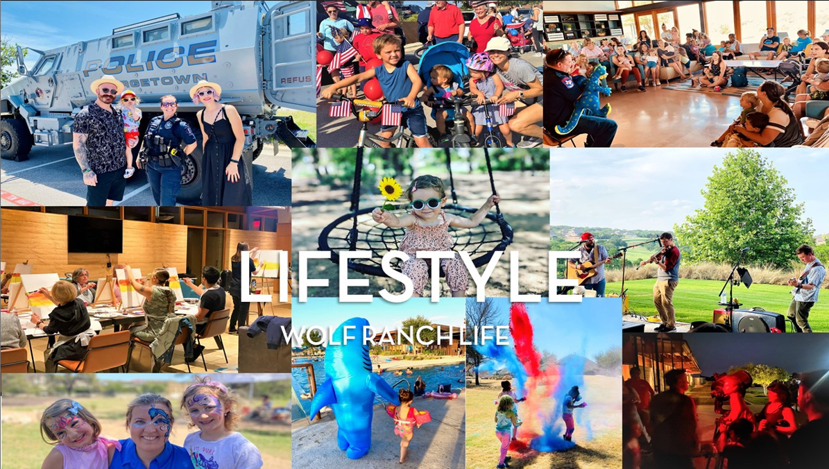 Collage of different community events at Wolf Ranch Collage of different community events at Wolf Ranch